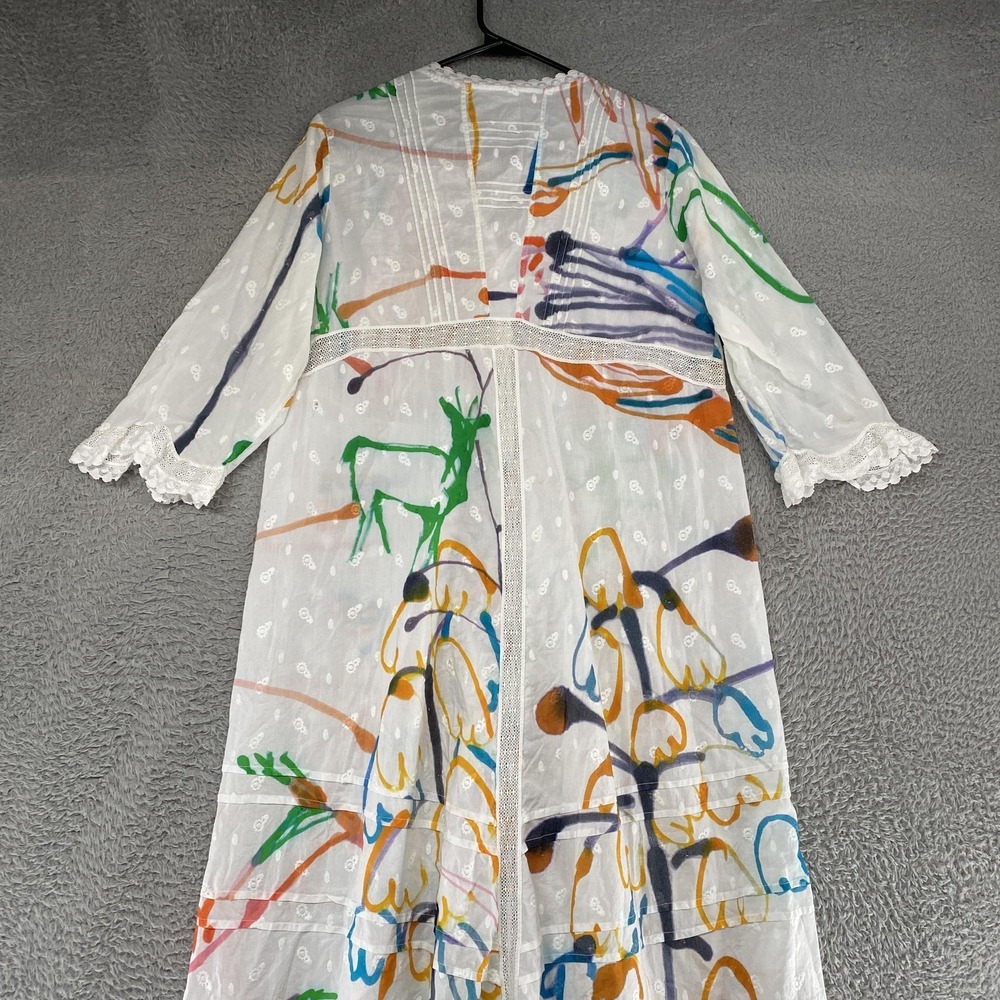 Soler Maxi Dress Womens M/L Agnes Abstract Floral Ruffle Button Up Empire Boho - Picture 9 of 13